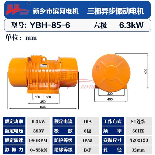 滨河YBH-85-6卧式振动电机药品原料输送设备激振源 (YBH-85-6)